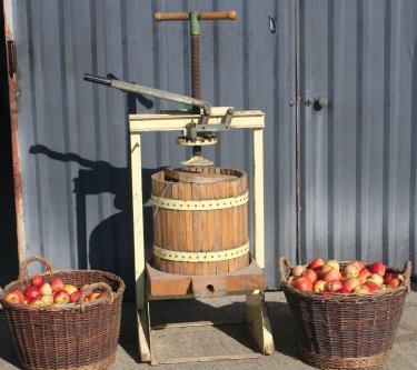 An old style apple press at Pippins Farm open day.